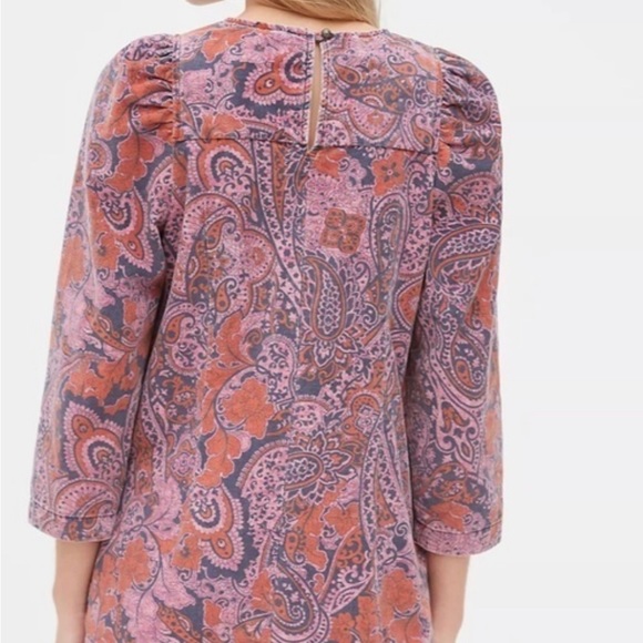Anthropologie Dayna Corduroy Mini Dress Pink Paisley - Picture 6 of 6